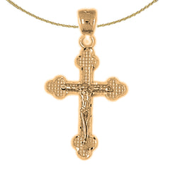 14K oder 18K Gold Knospen Kruzifix Anhänger