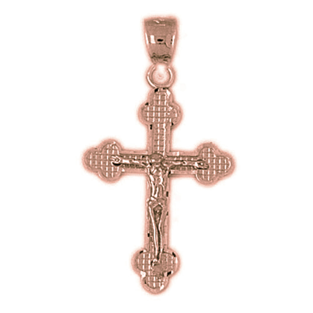 14K or 18K Gold Budded Crucifix Pendant