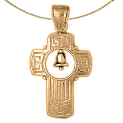 10K, 14K oder 18K Goldkreuz mit Glockenanhänger