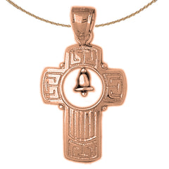 10K, 14K oder 18K Goldkreuz mit Glockenanhänger