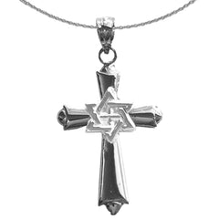 14K oder 18K Goldkreuz mit Davidstern-Anhänger