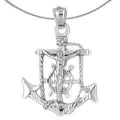 Colgante de cruz/crucifijo de marineros de oro de 10 quilates, 14 quilates o 18 quilates