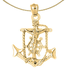 Colgante de cruz/crucifijo de marineros de oro de 10 quilates, 14 quilates o 18 quilates