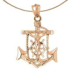 Colgante de cruz/crucifijo de marineros de oro de 10 quilates, 14 quilates o 18 quilates