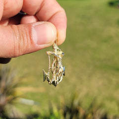 Colgante de cruz/crucifijo de marineros de oro de 10 quilates, 14 quilates o 18 quilates