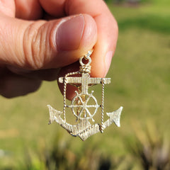 Colgante de cruz/crucifijo de marineros de oro de 10 quilates, 14 quilates o 18 quilates