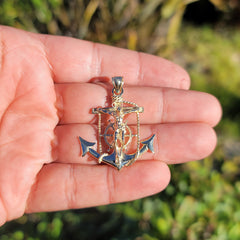 Colgante de cruz/crucifijo de marineros de oro de 10 quilates, 14 quilates o 18 quilates