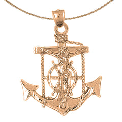 Colgante de cruz/crucifijo de marineros de oro de 10 quilates, 14 quilates o 18 quilates