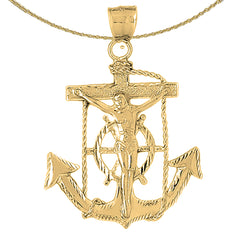 Colgante de cruz/crucifijo de marineros de oro de 10 quilates, 14 quilates o 18 quilates