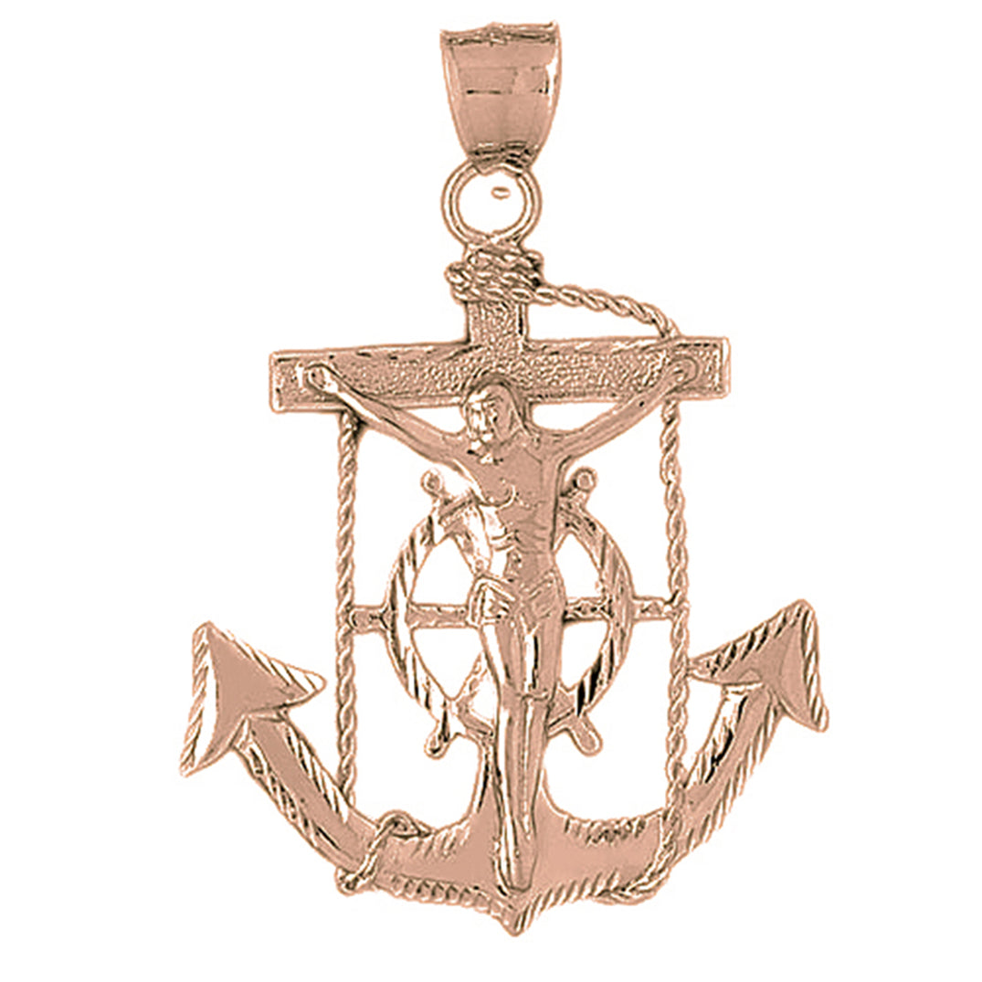 10K, 14K or 18K Gold Mariners Cross/Crucifix Pendant