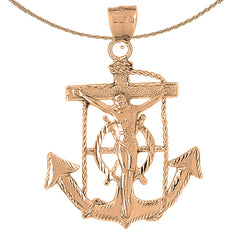 Colgante de cruz/crucifijo de marineros de oro de 10 quilates, 14 quilates o 18 quilates