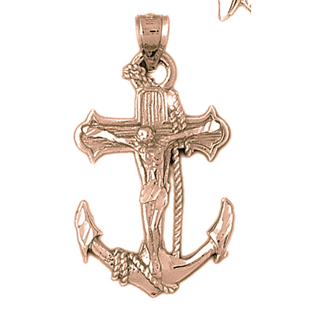 10K, 14K or 18K Gold Mariners Cross/Crucifix Pendant