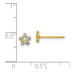 Inverness 14K Yellow Gold March Lt Blue Crystal Birthstone Flower Earrings