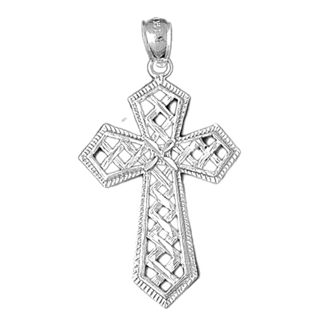 10K, 14K or 18K Gold Cross Weaved Passion Cross Pendant