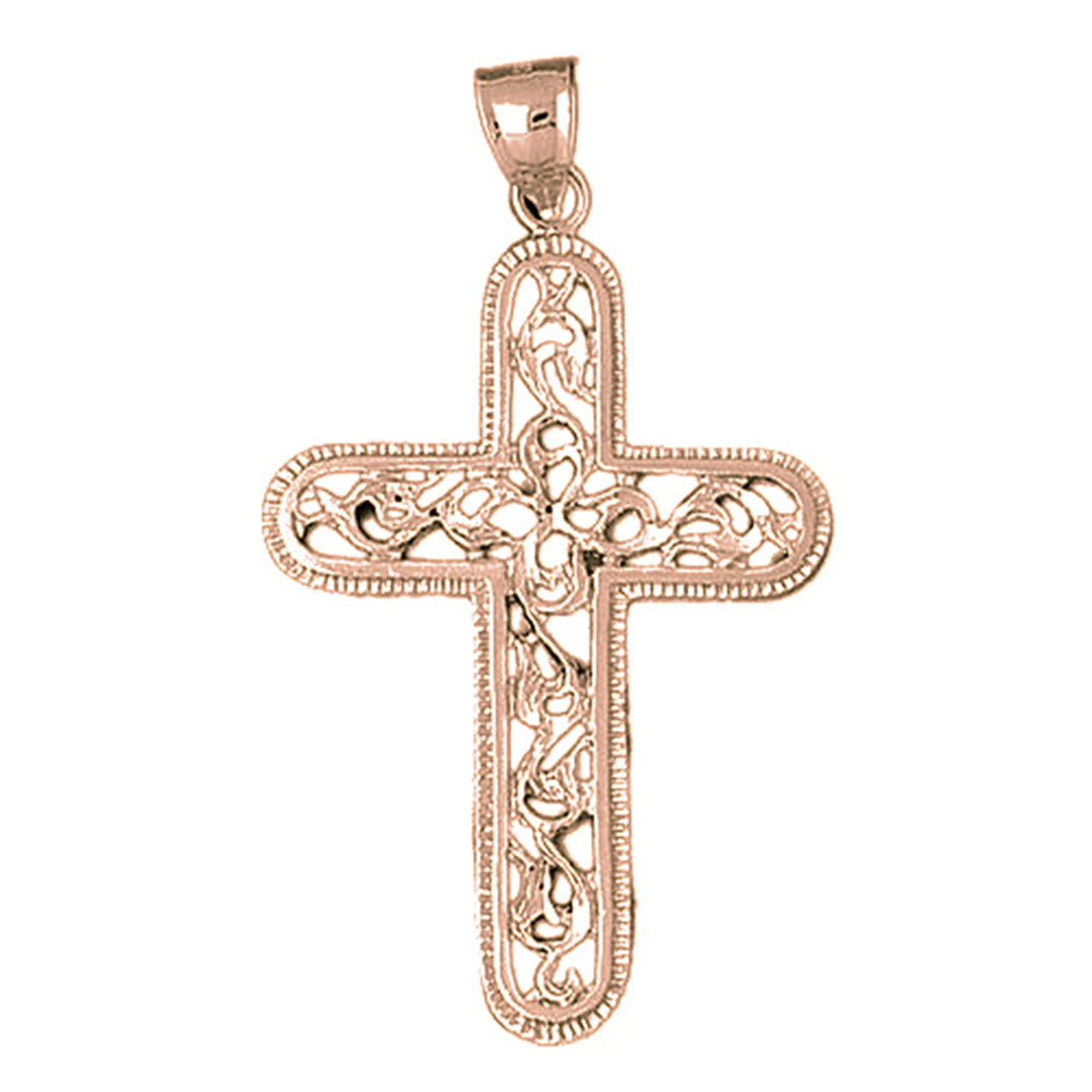 10K, 14K or 18K Gold Vine Cross Pendant