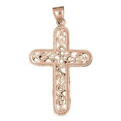 10K, 14K or 18K Gold Vine Cross Pendant