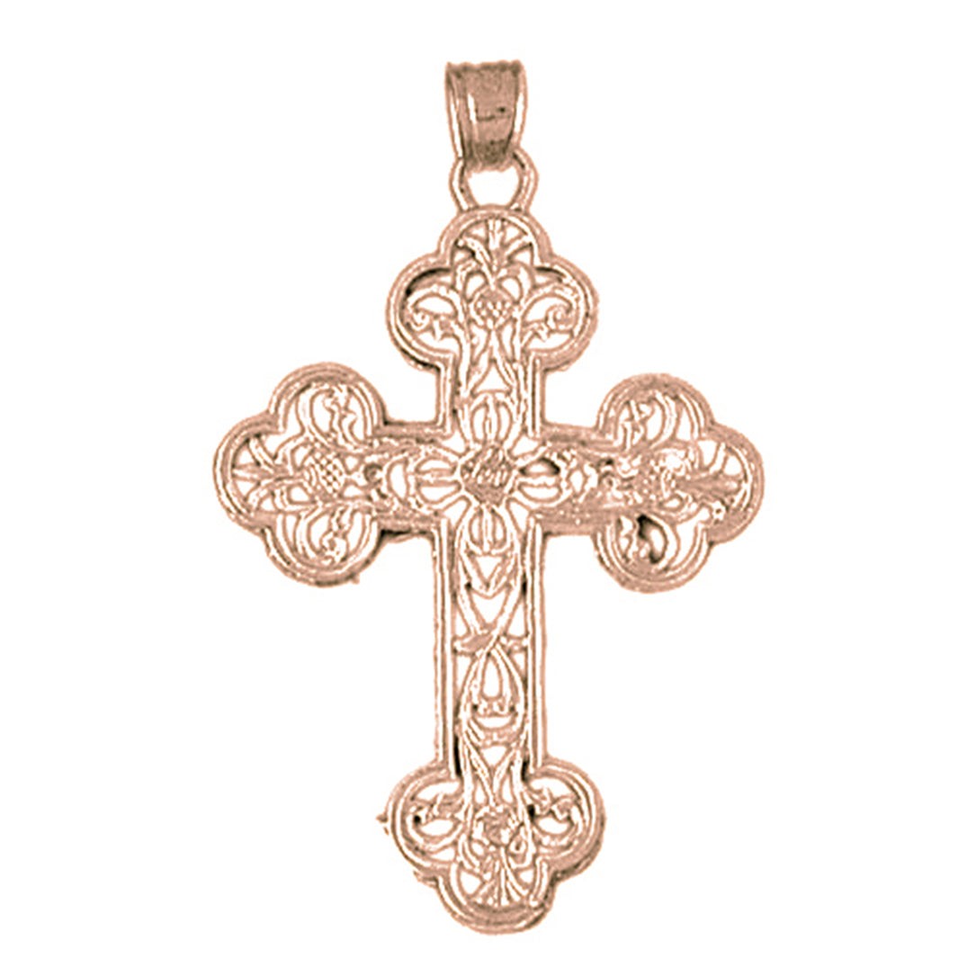 10K, 14K or 18K Gold Budded Cross Pendant