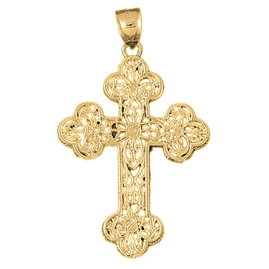 10K, 14K or 18K Gold Budded Cross Pendant