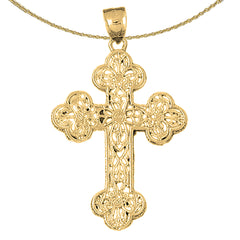 10K, 14K or 18K Gold Budded Cross Pendant