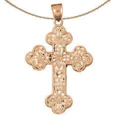 10K, 14K or 18K Gold Budded Cross Pendant