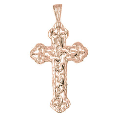 10K, 14K or 18K Gold Budded Cross Pendant