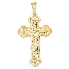 10K, 14K or 18K Gold Budded Cross Pendant