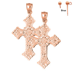 14K or 18K Gold Budded Cross Earrings