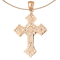 10K, 14K or 18K Gold Budded Cross Pendant
