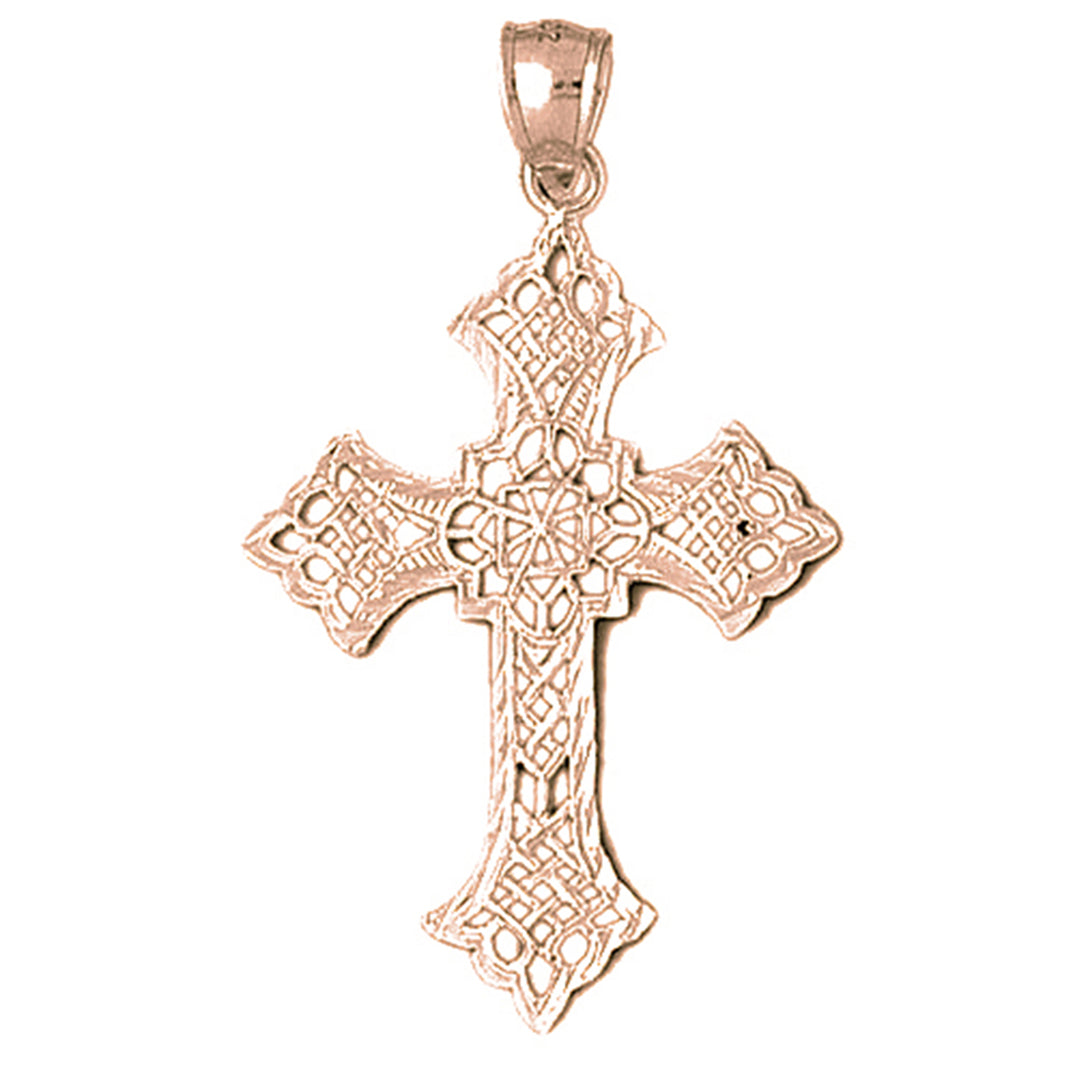 10K, 14K or 18K Gold Budded Cross Pendant