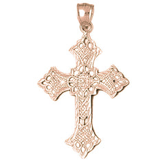 10K, 14K or 18K Gold Budded Cross Pendant