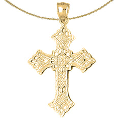 10K, 14K or 18K Gold Budded Cross Pendant