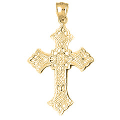 10K, 14K or 18K Gold Budded Cross Pendant
