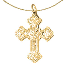 14K or 18K Gold Budded Cross Pendant