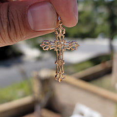 10K, 14K or 18K Gold Budded Cross Pendant