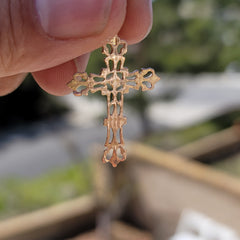 10K, 14K or 18K Gold Budded Cross Pendant