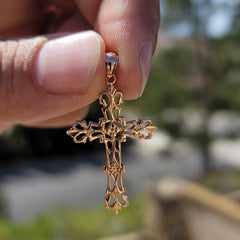 10K, 14K or 18K Gold Budded Cross Pendant