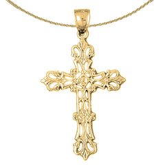 10K, 14K or 18K Gold Budded Cross Pendant
