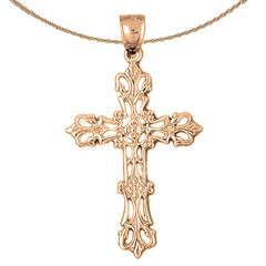 10K, 14K or 18K Gold Budded Cross Pendant