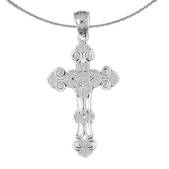 14K or 18K Gold Budded Cross Pendant