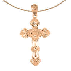 14K or 18K Gold Budded Cross Pendant