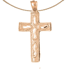 10K, 14K or 18K Gold Footsteps Latin Cross Pendant
