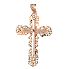 10K, 14K or 18K Gold Floral Cross Pendant
