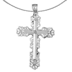 10K, 14K or 18K Gold Floral Cross Pendant
