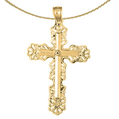 10K, 14K or 18K Gold Floral Cross Pendant