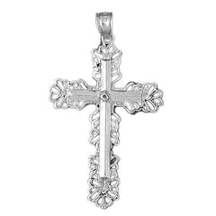 10K, 14K or 18K Gold Floral Cross Pendant