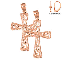 14K or 18K Gold Vine Cross Earrings