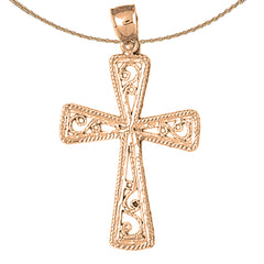 Colgante de cruz de vid de oro de 14 quilates o 18 quilates