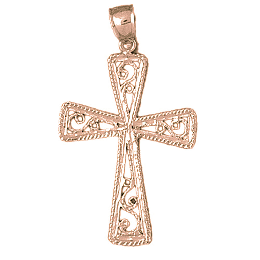 14K or 18K Gold Vine Cross Pendant
