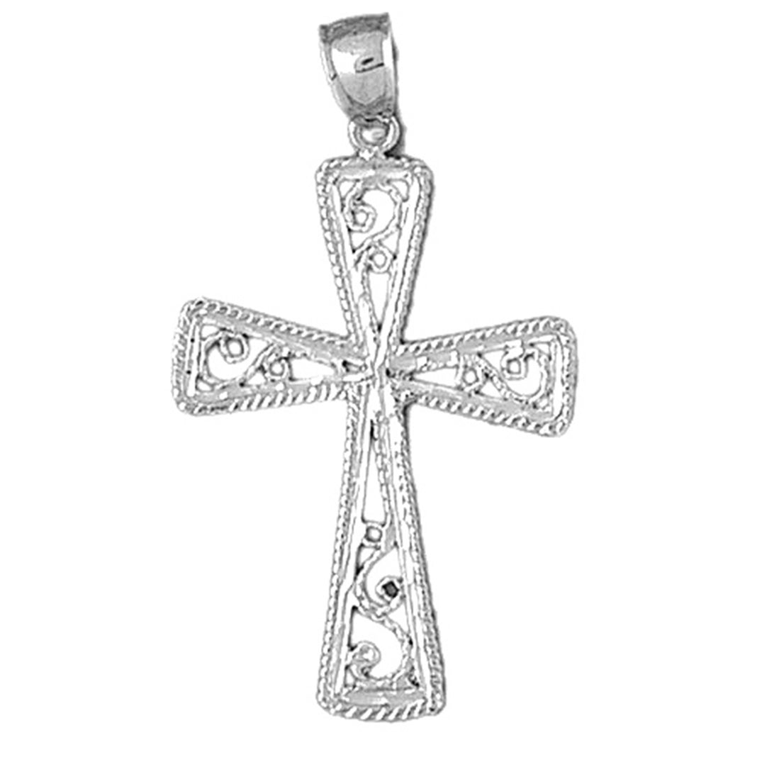 14K or 18K Gold Vine Cross Pendant