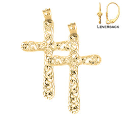 14K or 18K Gold Vine Cross Earrings